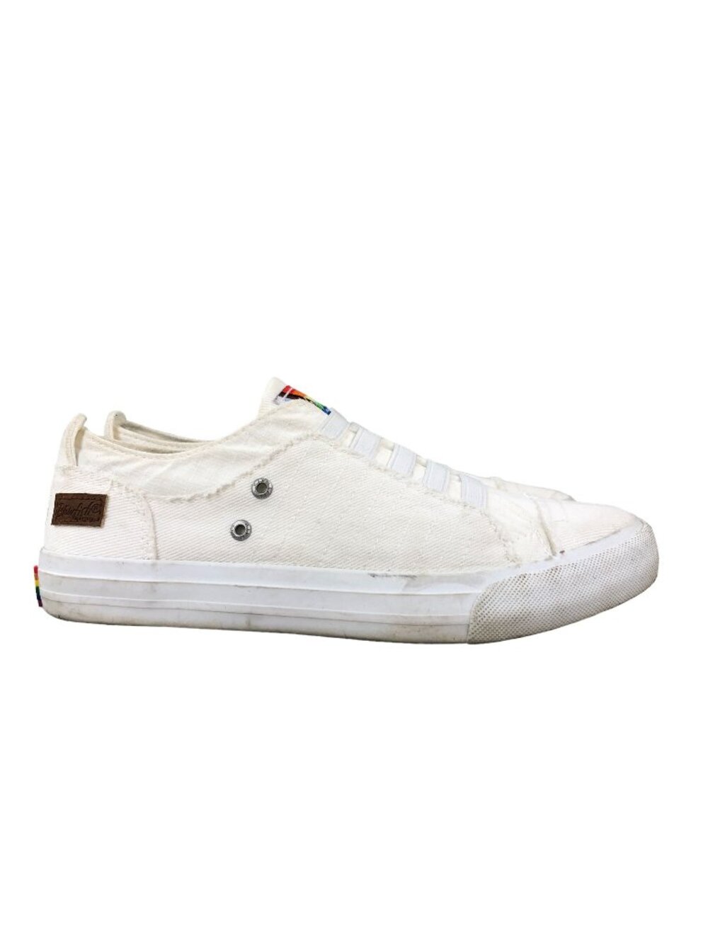Blowfish Malibu Women's Size 7 White Rainbow 100% Cotton Low Top Sneakers